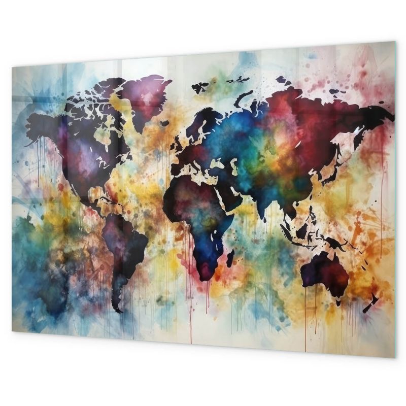 Tablica Magnetyczna Biurowa Tulup 100x70 cm Akwarelowa mapa Z magnesami neodymowymi 1 kpl