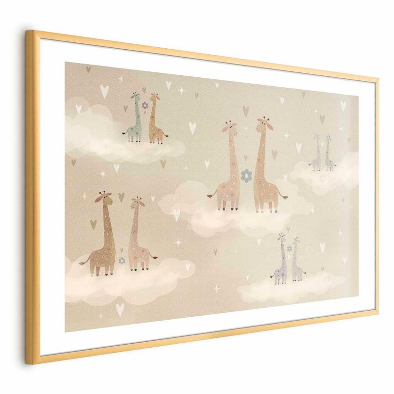 Plakat Artgeist Zakochane żyrafy 60x40 cm z ramą złotą z marginesem 1 szt