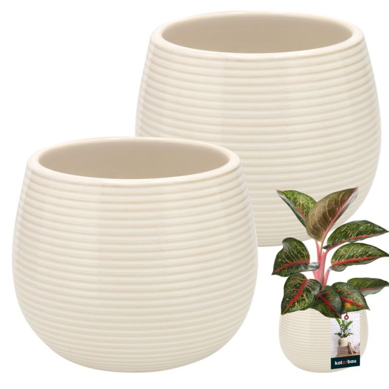 Doniczka ceramiczna KOTARBAU ryflowana okrągła 12 cm 2szt.