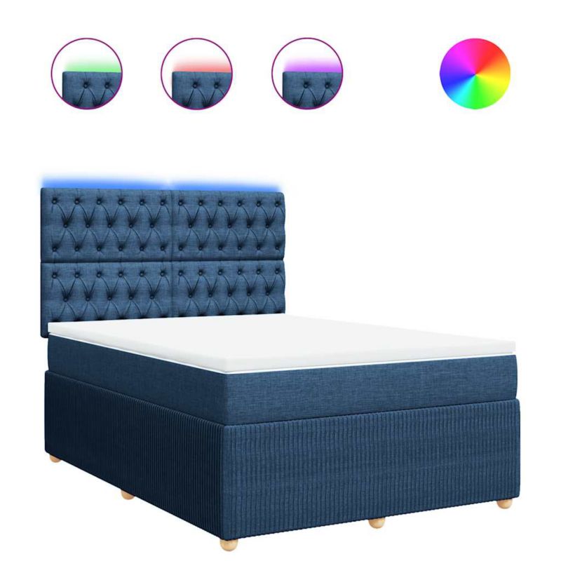 Łóżko z materacem WaszeMeble 160x200 cm Niebieski tkanina z LED WM-3294420 1 szt.