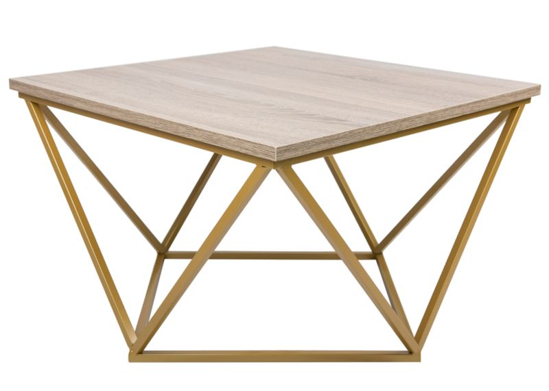Stolik kawowy HowHomely Curved złoty/ciemny dąb 60x60x39 cm 1 szt.