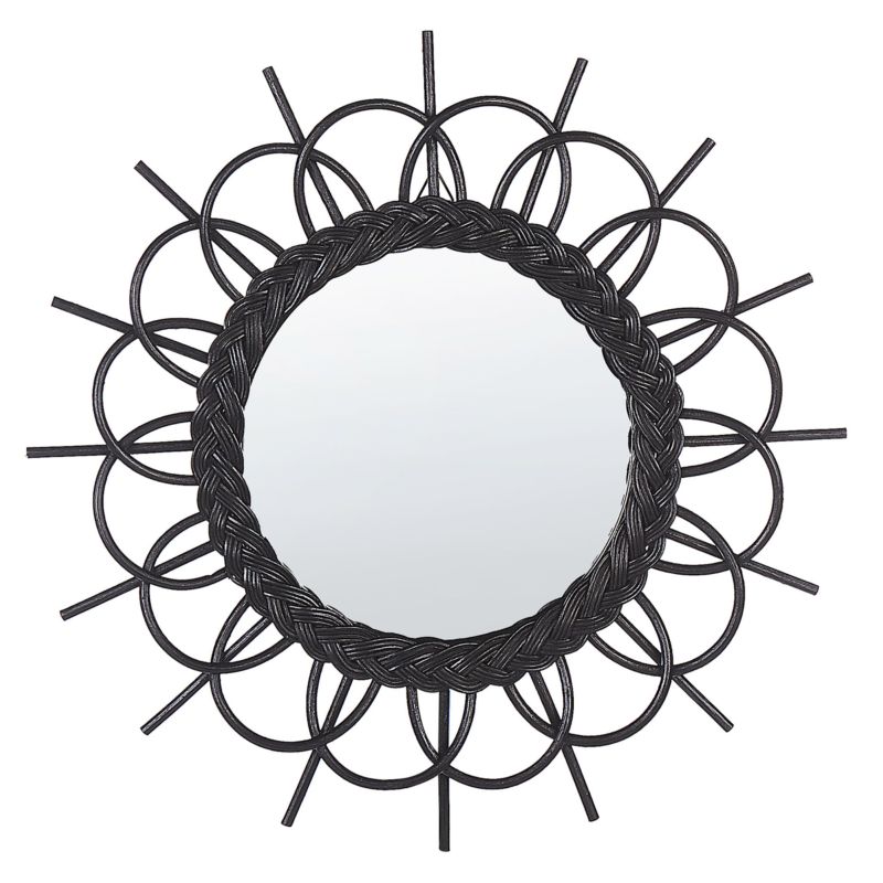 Lustro ścienne Telakia 60 cm 60 cm Rattan Czarny 1 szt.