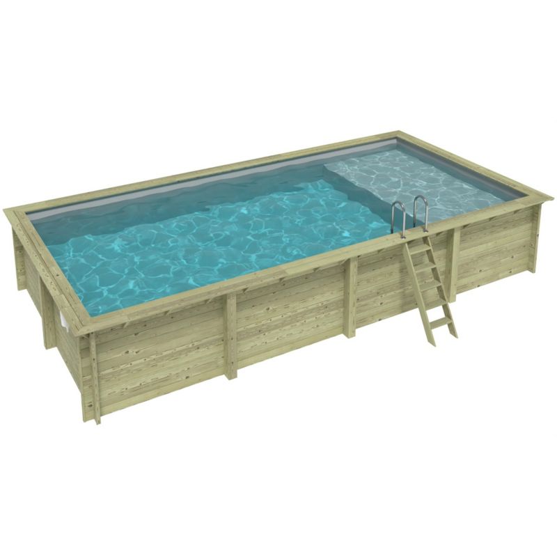 Basen AQUA ALTANKA 8.5 x 4.35 - H.1.45 m z plażą, szary, ze wspornikami do zabetonowania, BAS7309OSPI2+PLA309, 1szt.