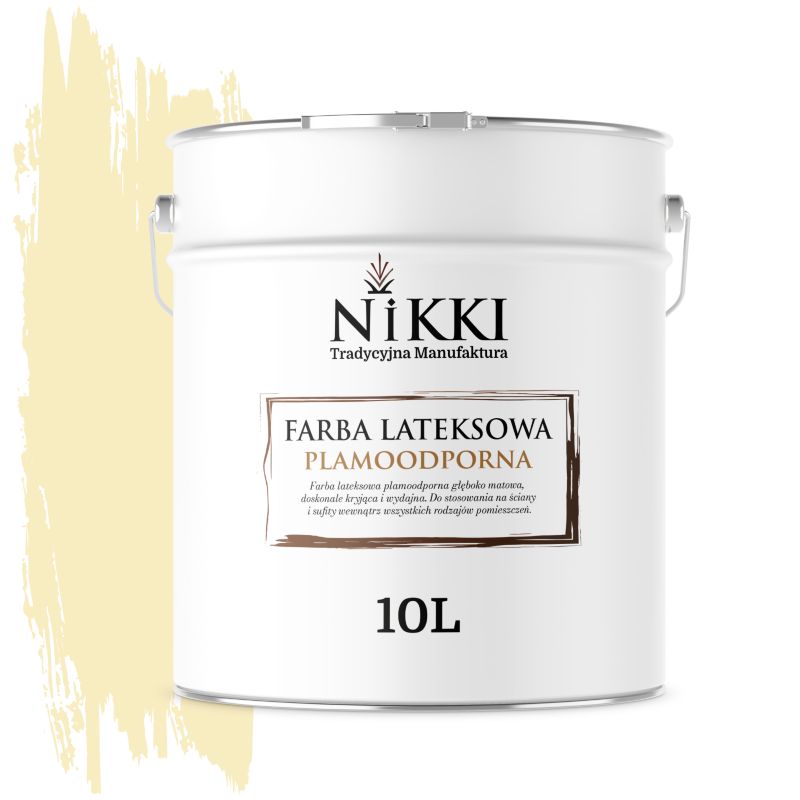Farba Lateksowa Premium do Ścian i Sufitów Odporna na Plamy NIKKI Kanarkowy H6981 Głęboki Mat 10L