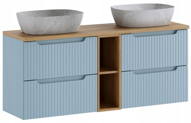 Szafka pod umywalkę Furnidea 140 cm denim z 2 umywalkami Nova Denim 1 szt.