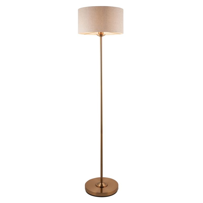 Lampa stojąca z abażurem Endon HIGHCLERE vintage mosiężna 1xE27x10W IP20 wym:150x38x38cm - 1 szt.