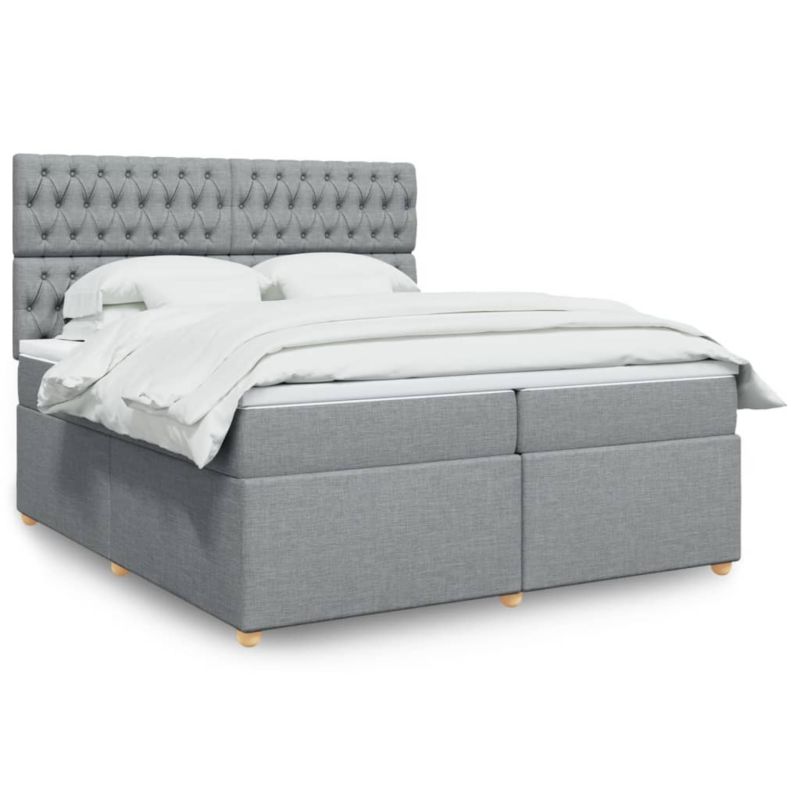 Łóżko kontynentalne WaszeMeble 200x200 cm jasnoszare WM-3293694 1 szt.