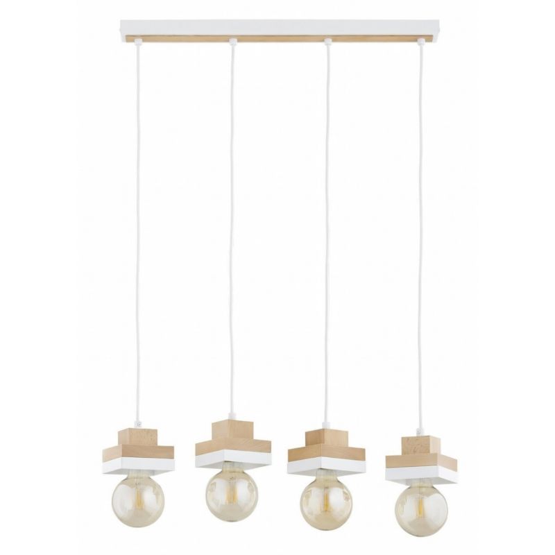 Lampa wisząca drewniane elementy Alfa MIKO biała 4xE27x15W IP20 wym:90x62x13cm - 1 szt.