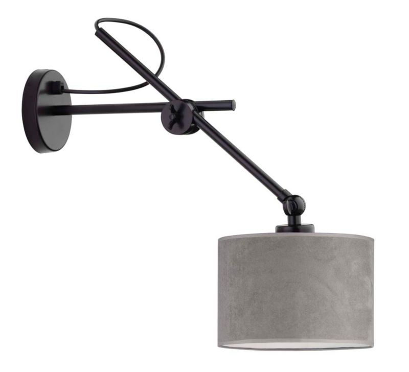 Kinkiet Volta Light Factory Modern Czarny/Szary welur Abażur 1xE27 1szt.