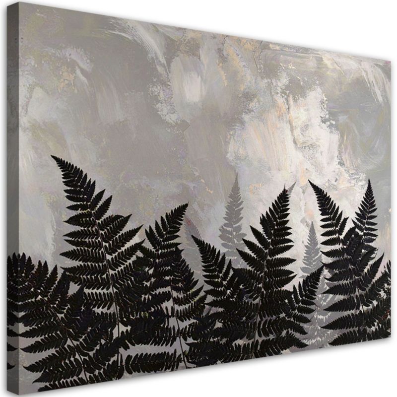 Obraz do salonu sypialni kuchni biura Feeby Czarne liście paproci 30x20cm 1szt