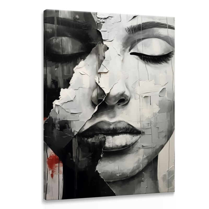 Obraz Muralo Kobiety Usta Abstrakcja Beton 40x50 cm 1szt.