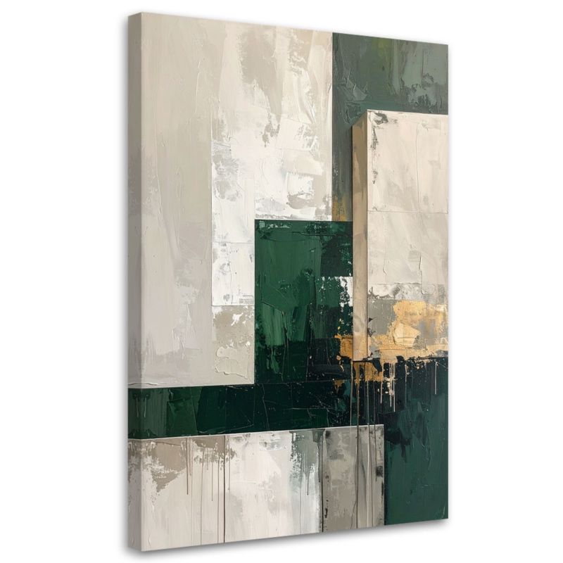 Obraz do salonu sypialni biura loftu spa Feeby Ciemno zielona beżowa 70x100cm 1szt