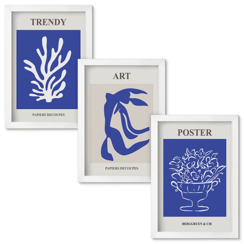 Zestaw obrazów Wallfluent Abstrakcyjne postery Matisse Biała rama 20x30cm 3 szt.