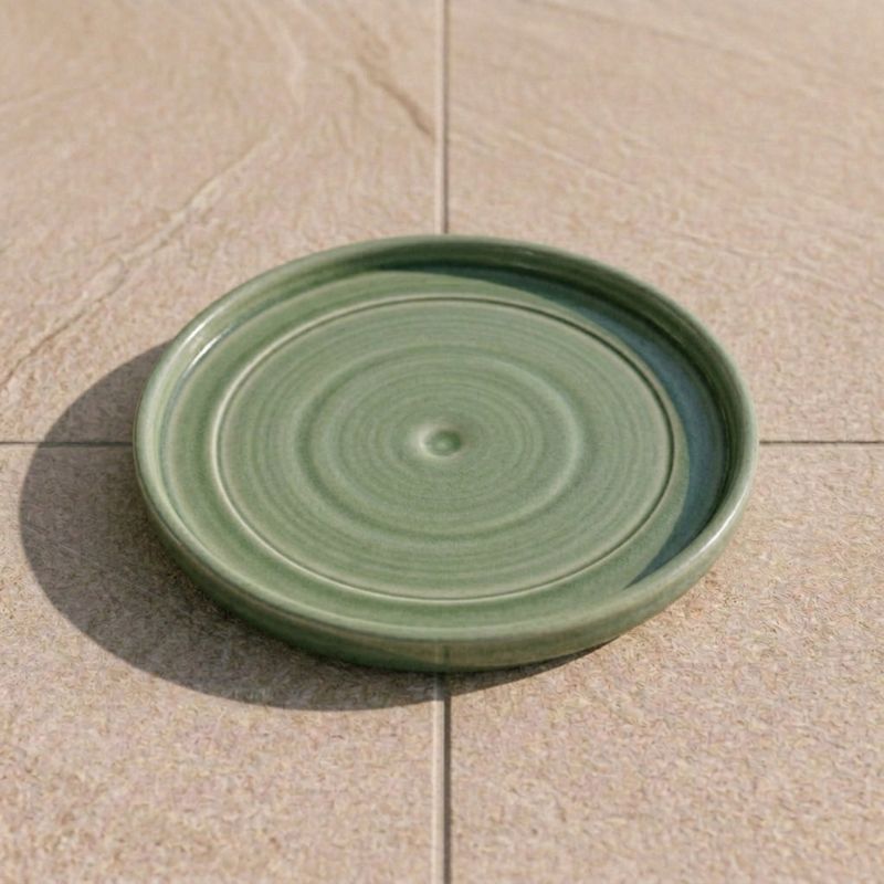 Podstawka pod doniczkę ceramiczna Provencelia R29 Zielony, sred.29 x H5 cm, mrozoodporna, rękodzieło, szkliwiona 1 szt.