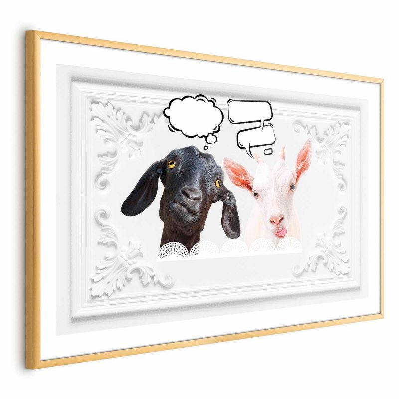 Plakat Artgeist Śmieszne kozy 42x29,7 cm z ramą złotą 1 szt