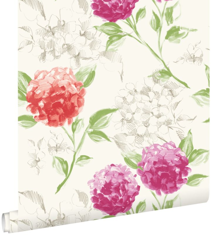 Tapeta ESTAhome hortensje różowymIpomarańczowym 53 cm x 10.05 m - 1 rol.