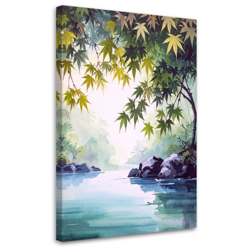 Obraz do salonu sypialni kuchni biura Feeby Pejzaż japoński liście 30x45cm 1szt