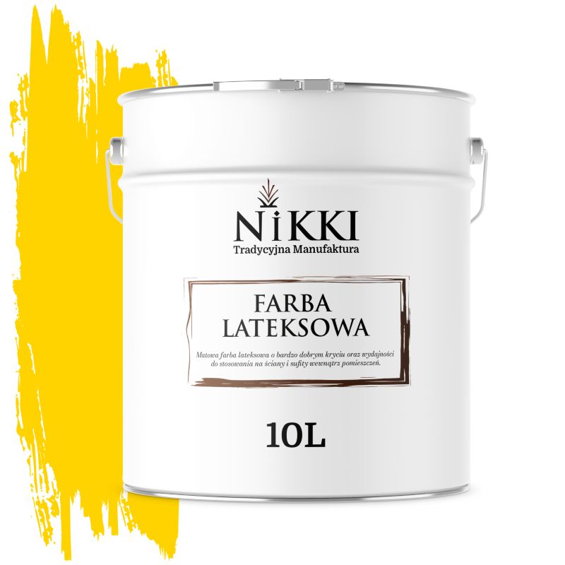Farba Lateksowa Wewnętrzna Ściany i Sufity NIKKI Intensywny żółty H6967 Głęboki Mat 10L