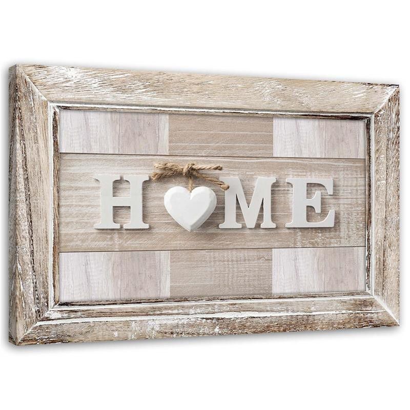 Obraz Feeby Napis Home w jasnym drewnie z ramą 100x70cm 1szt