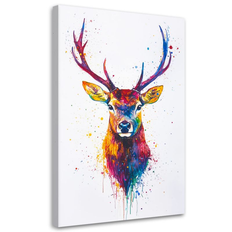 Obraz na płótnie Feeby Kolorowa Głowa Jelenia Zwierzęta 40x60cm 1szt