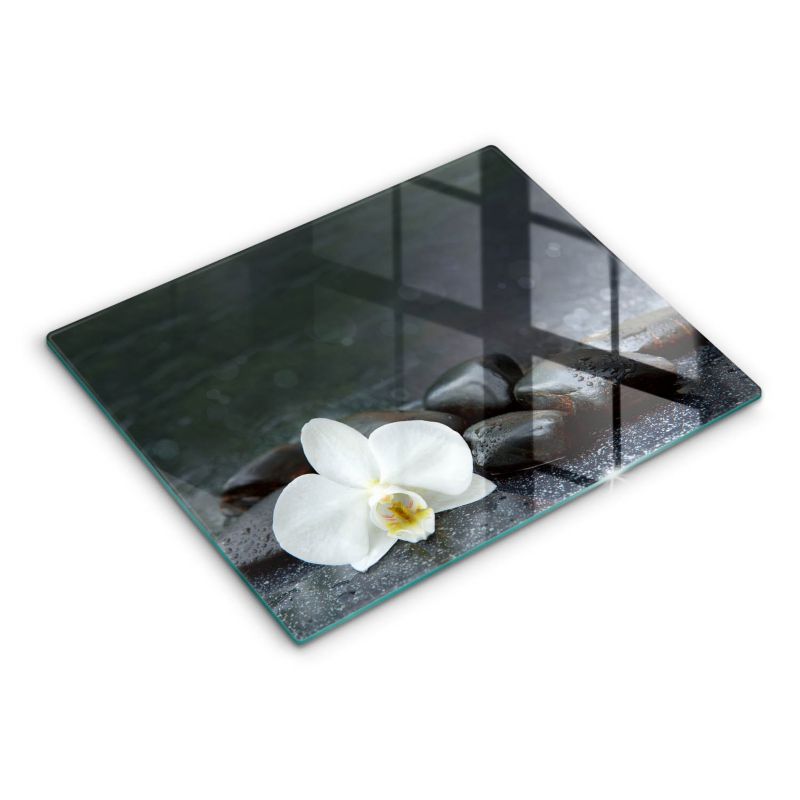Szklana deska do krojenia Wallfluent 52x40 cm Biały kwiat kamienie Zen 1 szt.