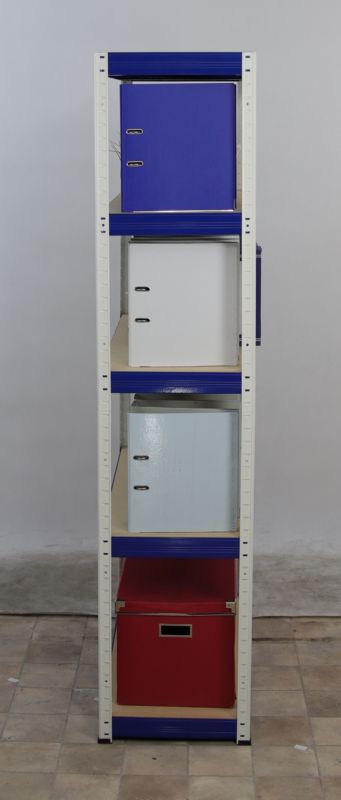 Regał metalowy MODO24 magazynowy stojak biało-niebieski helios 180x35x35cm 5 półek po 175 kg 1 szt.