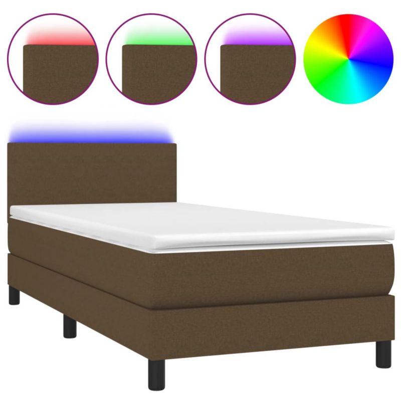 Łóżko z materacem WaszeMeble 100x200 cm Ciemny brąz tkanina z LED WM-3132976 1 szt.