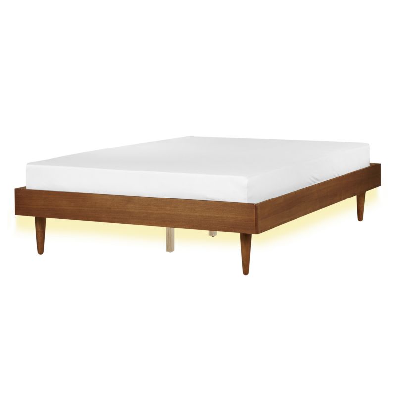 Łóżko LED Toucy 140 x 200 cm Jesion brązowy 1 szt.