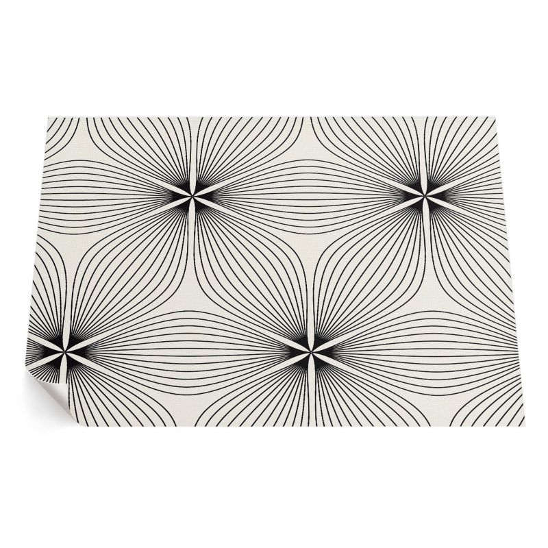 Balkonowy Dywan Winylowy UV ArtPrintCave 100x150 cm Stylowe kwiaty z ciemnych linii 1 szt.