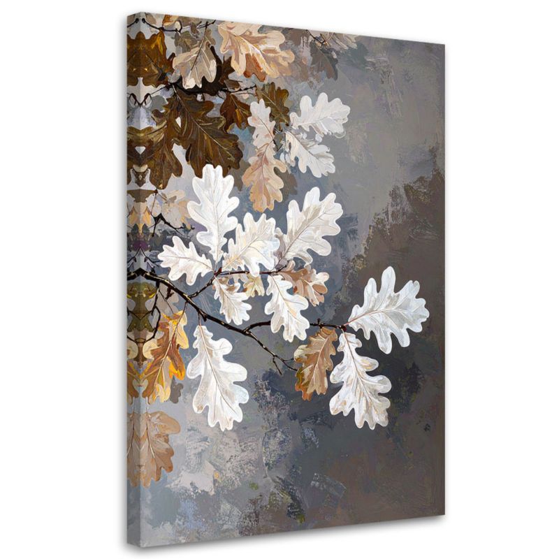 Obraz do salonu sypialni kuchni biura Feeby Liście dębu natura biało 20x30cm 1szt