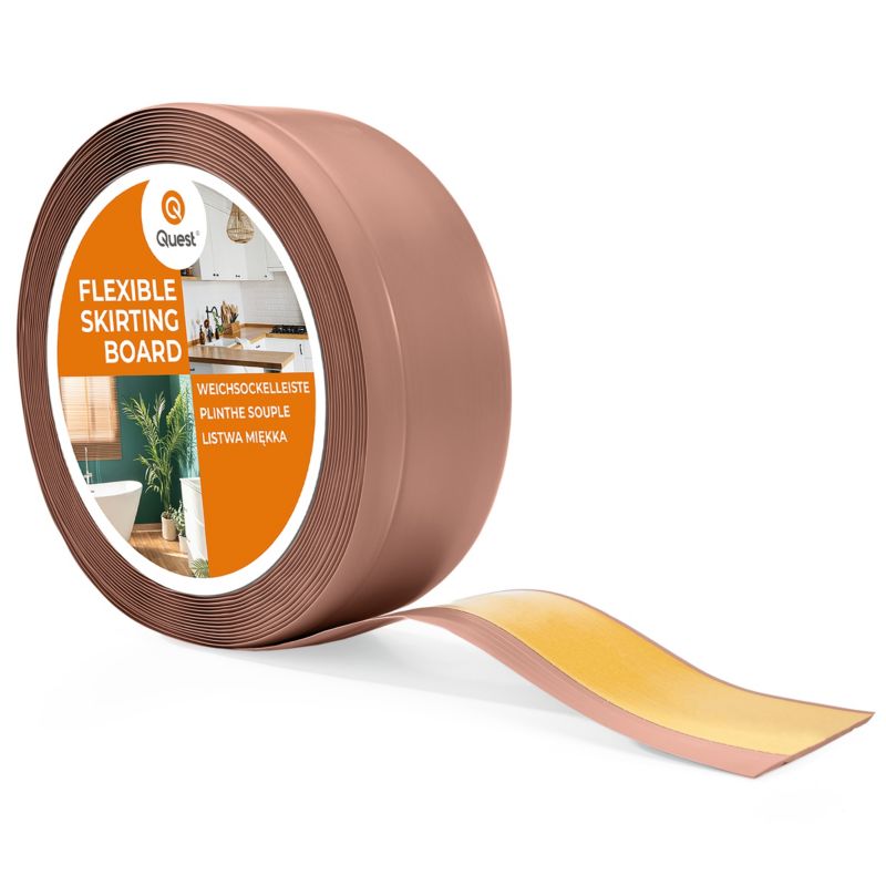 Listwa przypodłogowa PCV 70x20 mm QUEST, samoprzylepna elastyczna, miękka listwa cokołowa - 5 m, jasnobrązowy, 1 szt.