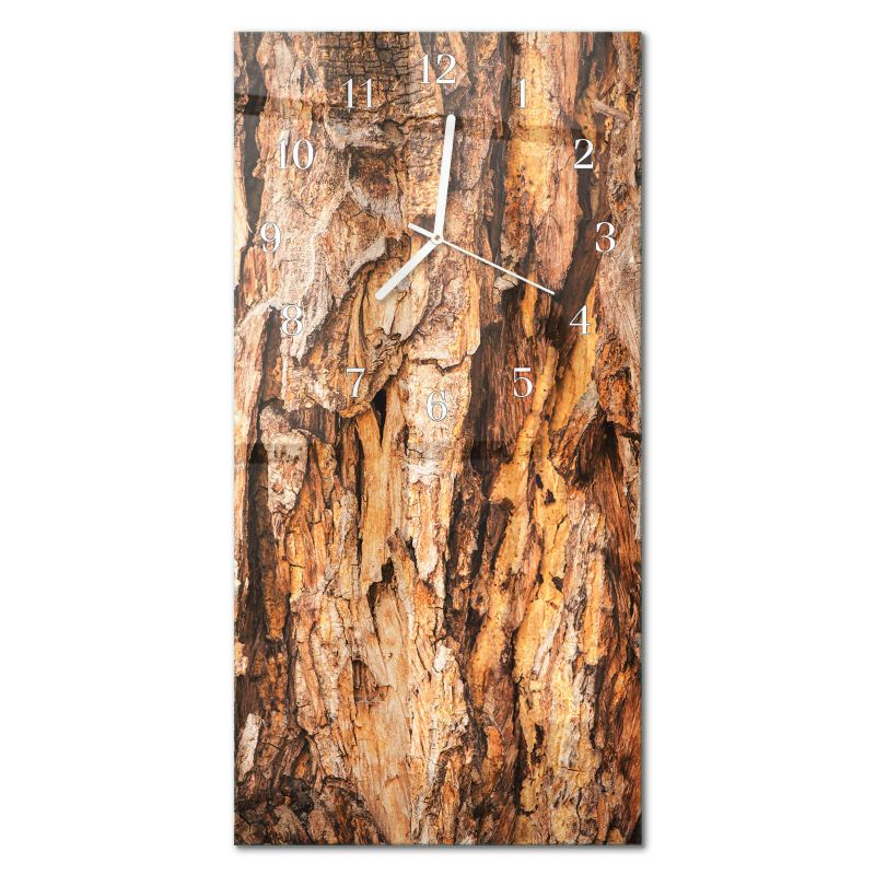 Dekoracyjny Zegar Ścienny Tulup 30x60 cm z Białymi Wskazówkami Kora Drzewa 1 szt.