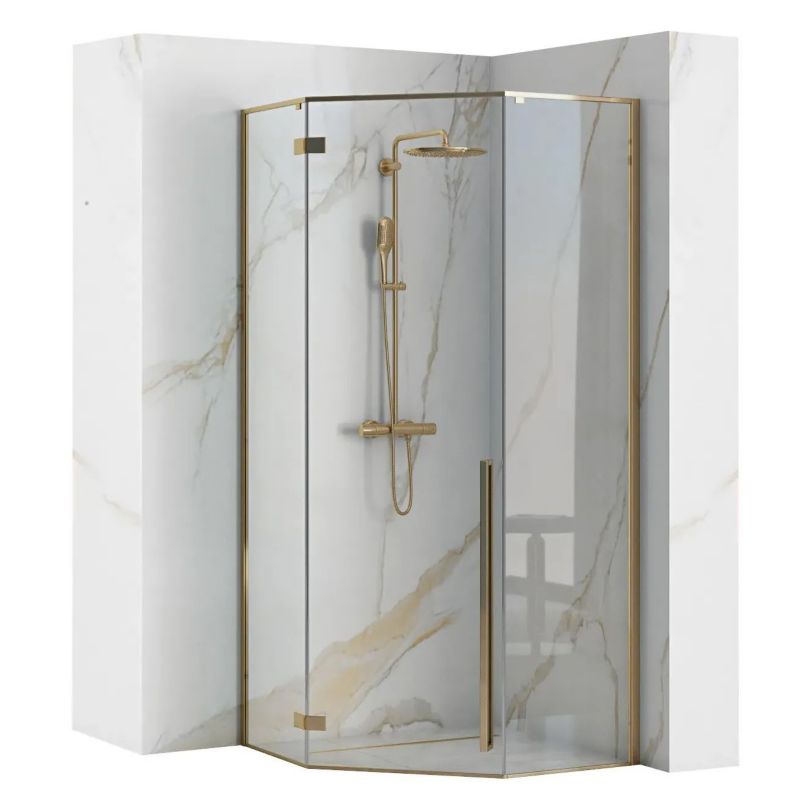 Kabina Prysznicowa Narożna Rea Diamond 100X100X195Cm Złoty 1 Szt