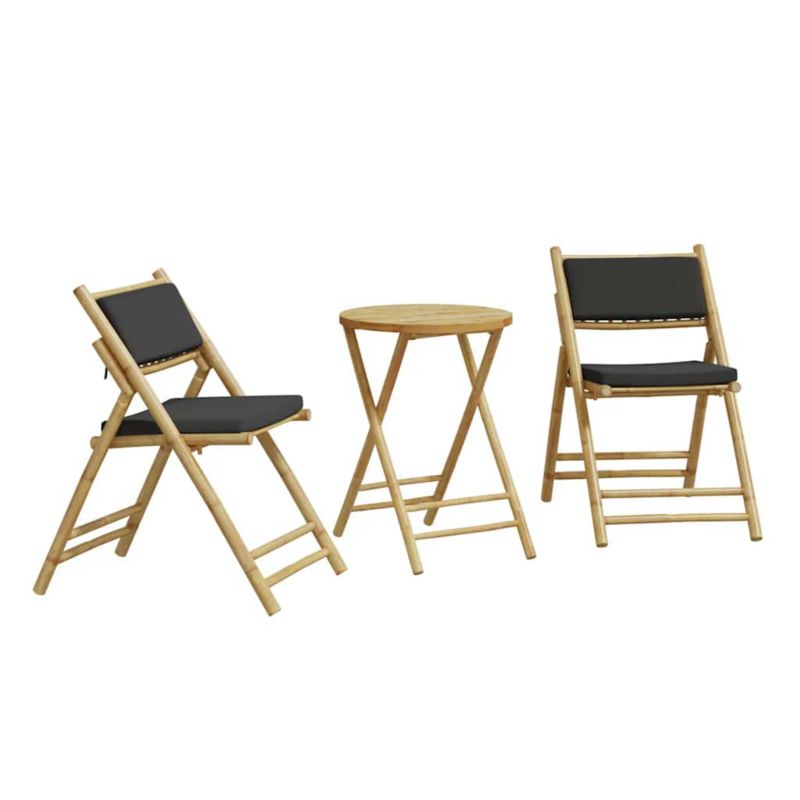 Zestaw mebli ogrodowych bistro WaszeMeble bambus szary z poduszkami WM-3208940 1 kpl