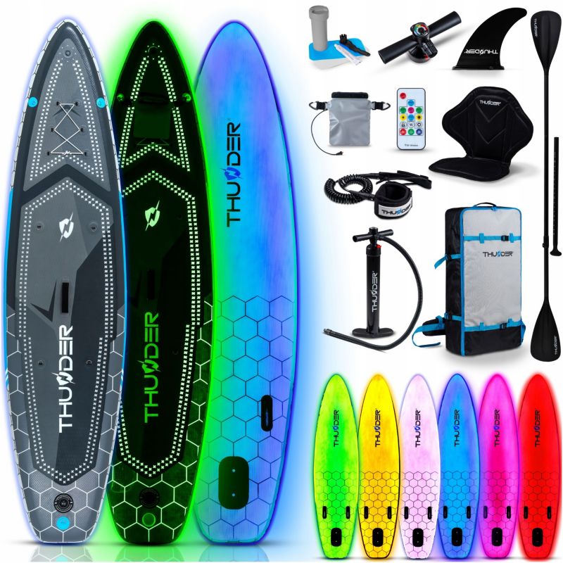 Deska SUP 320 cm pompowana do pływania Thunder LED podświetlana RGB z siedziskiem zestaw akcesoriów 1szt.