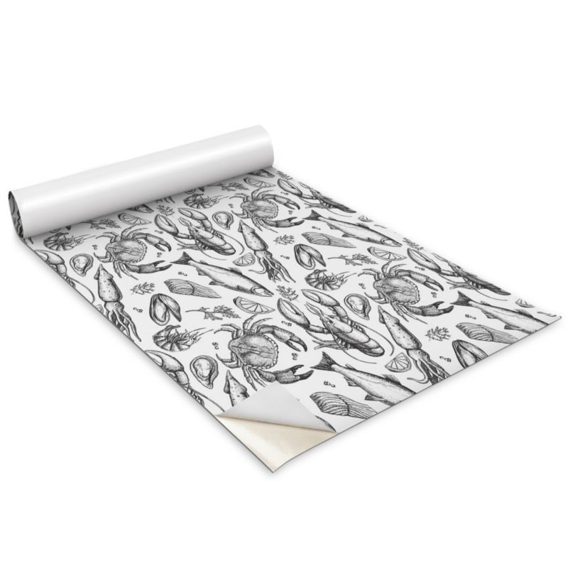 Folia Samoprzylepna Do Mebli Wallfluent 100x50 cm Owoce morze w czarno bieli Matowa Okleina Dekoracyjna 1 rol.