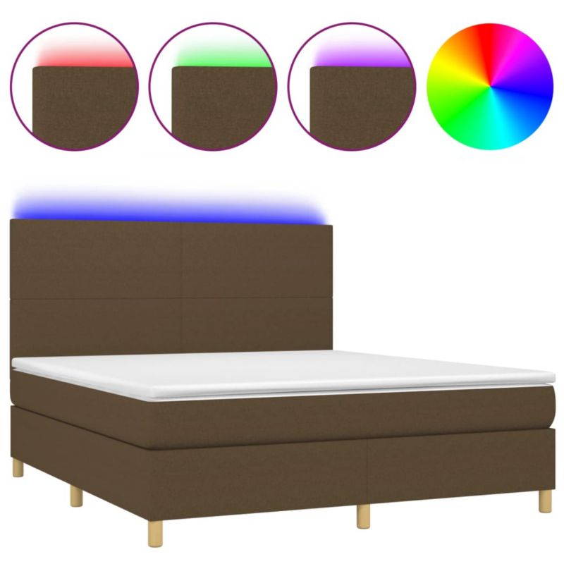 Łóżko z materacem WaszeMeble 160x200 cm Ciemny brąz tkanina z LED WM-3135288 1 szt.