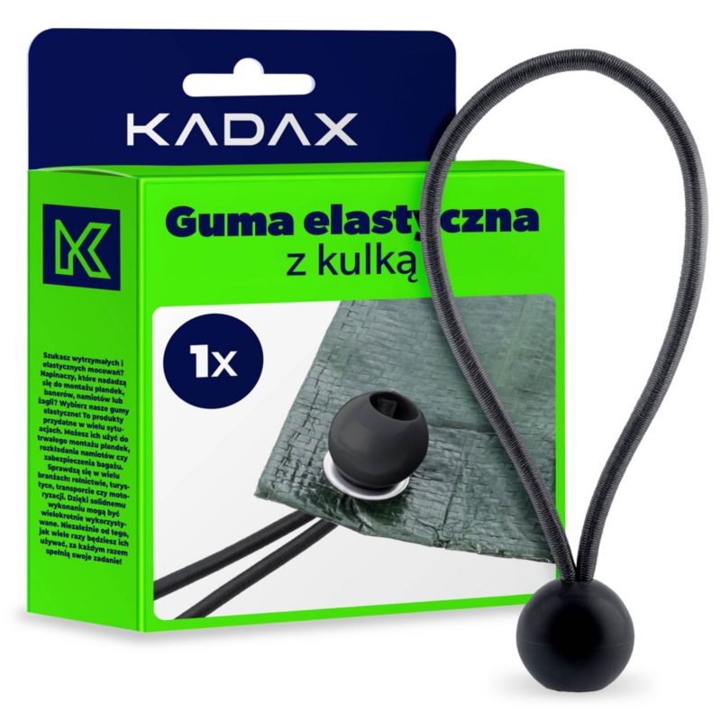 Guma elastyczna KADAX z kulką 15 cm, czarna 1szt.