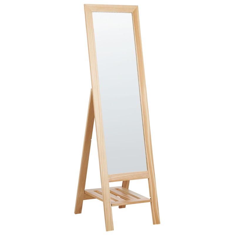 Lustro stojące z półką Luisant 145 cm Drewno sosnowe Jasnobrązowy 1 szt.