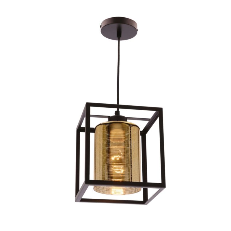 Lampa sufitowa złoty klosz w kształcie walca Candellux Luri czarno-złota 1xE27x40W IP20 wym:100x19x19cm - 1 szt.
