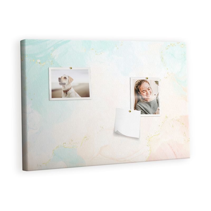 Tablica Korkowa Z Pinezkami Tulup 60x40 cm Akwarela marmur Organizer ścienny Pinezki drewniane 1 kpl
