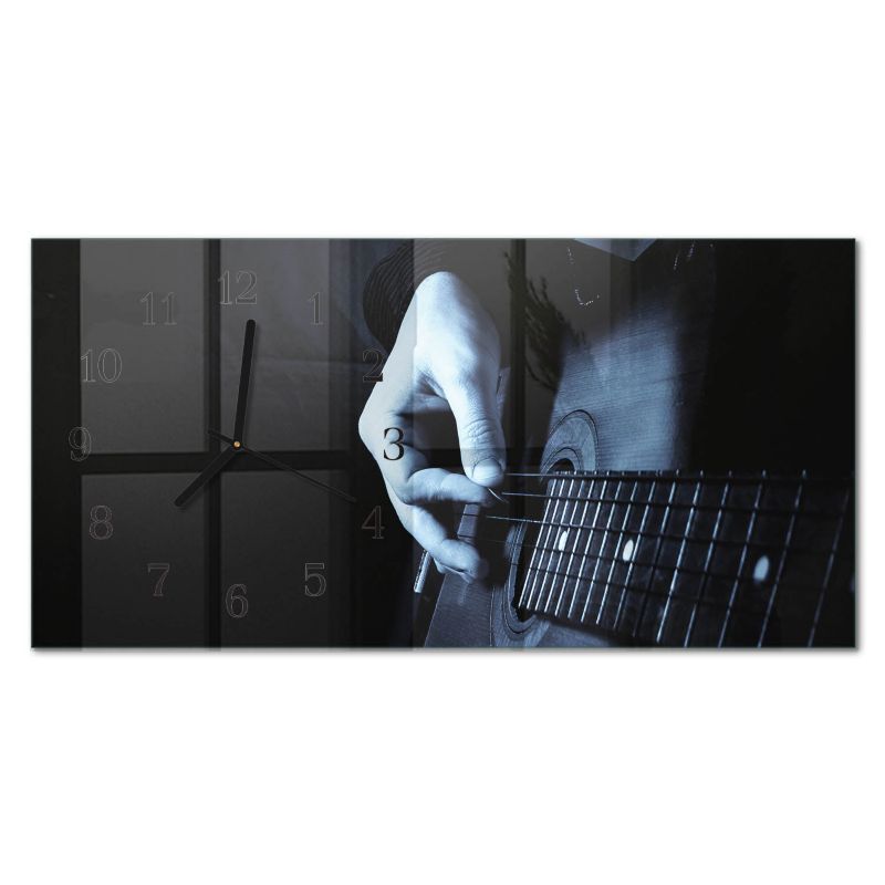 Dekoracyjny Zegar Ścienny Tulup 60x30 cm z Czarnymi Wskazówkami Gitarzysta 1 szt.