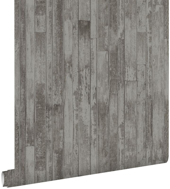 Tapeta ESTAhome stare deski ze złomu szaro-brązowym taupe 53 cm x 10.05 m - 1 rol.