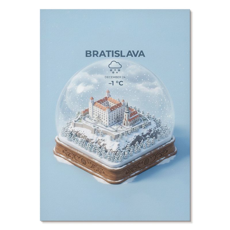Plakat na Płótnie Tulup 21x29,7 cm (A4) Kula śniegowa Bratyslawa Do salonu, sypialni, biura 1 szt.