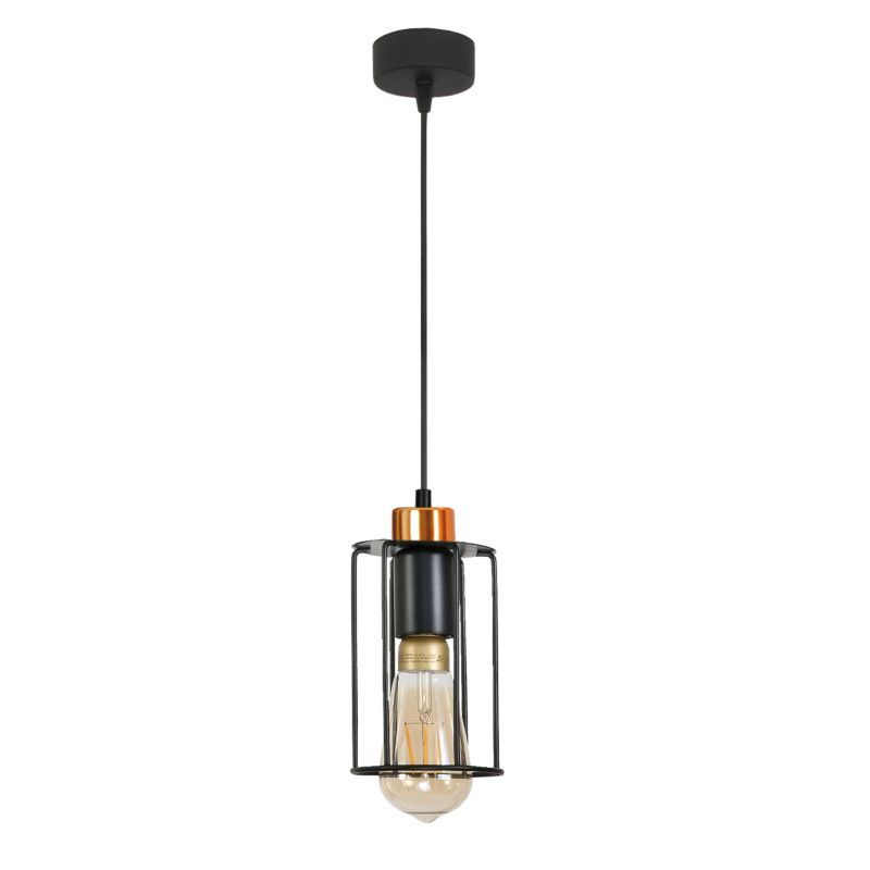 LAMPA IWSZĄCA SUFITOWA ZWIS LOFT NAD STÓŁ DRUCIANY KLOSZ INDUSTRIALNA 1xE27 INGRID 14-355