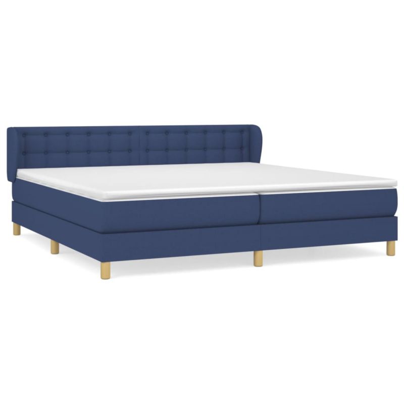 Łóżko z materacem WaszeMeble 200x220 cm Niebieski tkanina WM-3127155 1 szt.