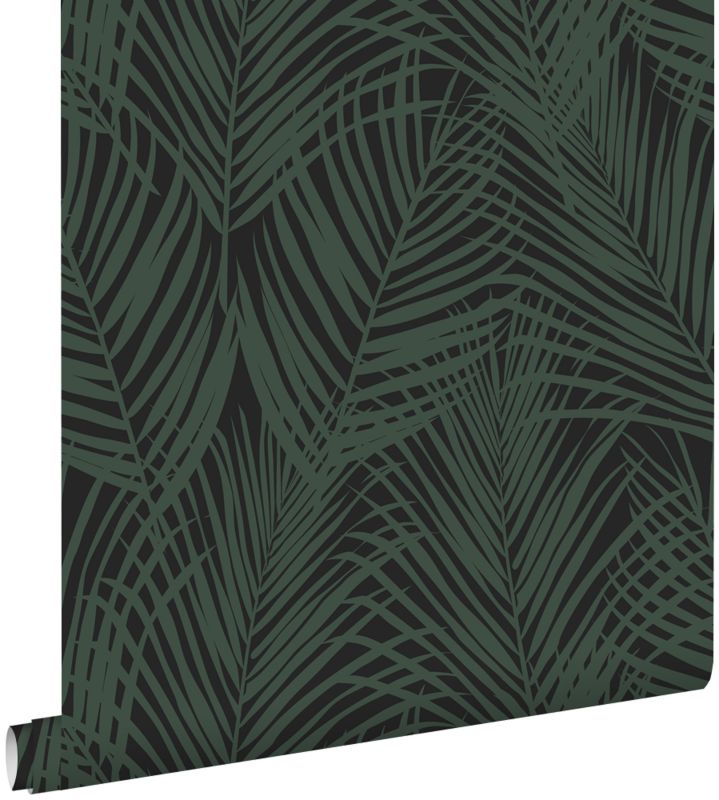 Tapeta ESTAhome liście palmowe ciemnej zieleniIczarnym 53 cm x 10.05 m - 1 rol.