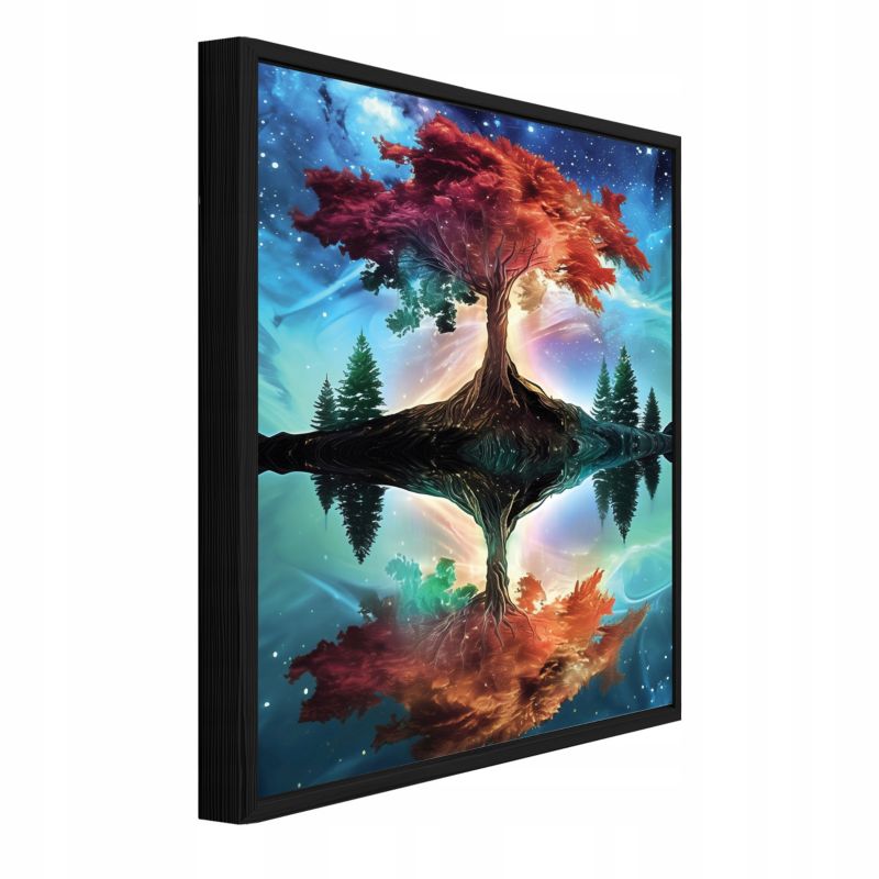 Obraz W Ramie WALLARENA Do Sypialni Salonu Na Płótnie Drzewo Pejzaż Abstrakcja Niebieski 80x120 cm PPR16550O20 1 szt.