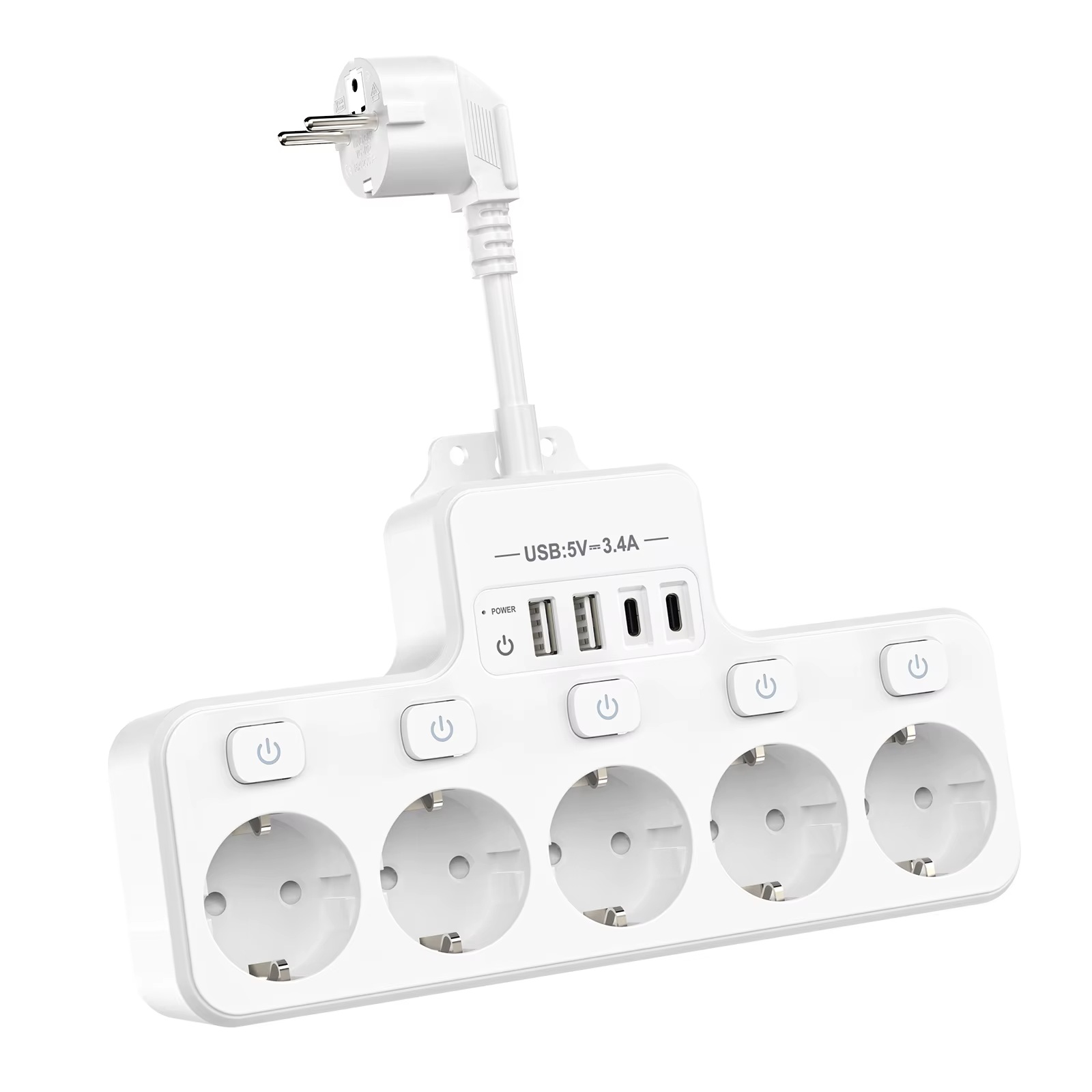 Listwa zasilająca 5 gniazd MAT-T-435 2xUSB 2xUSBC - Henryx24
