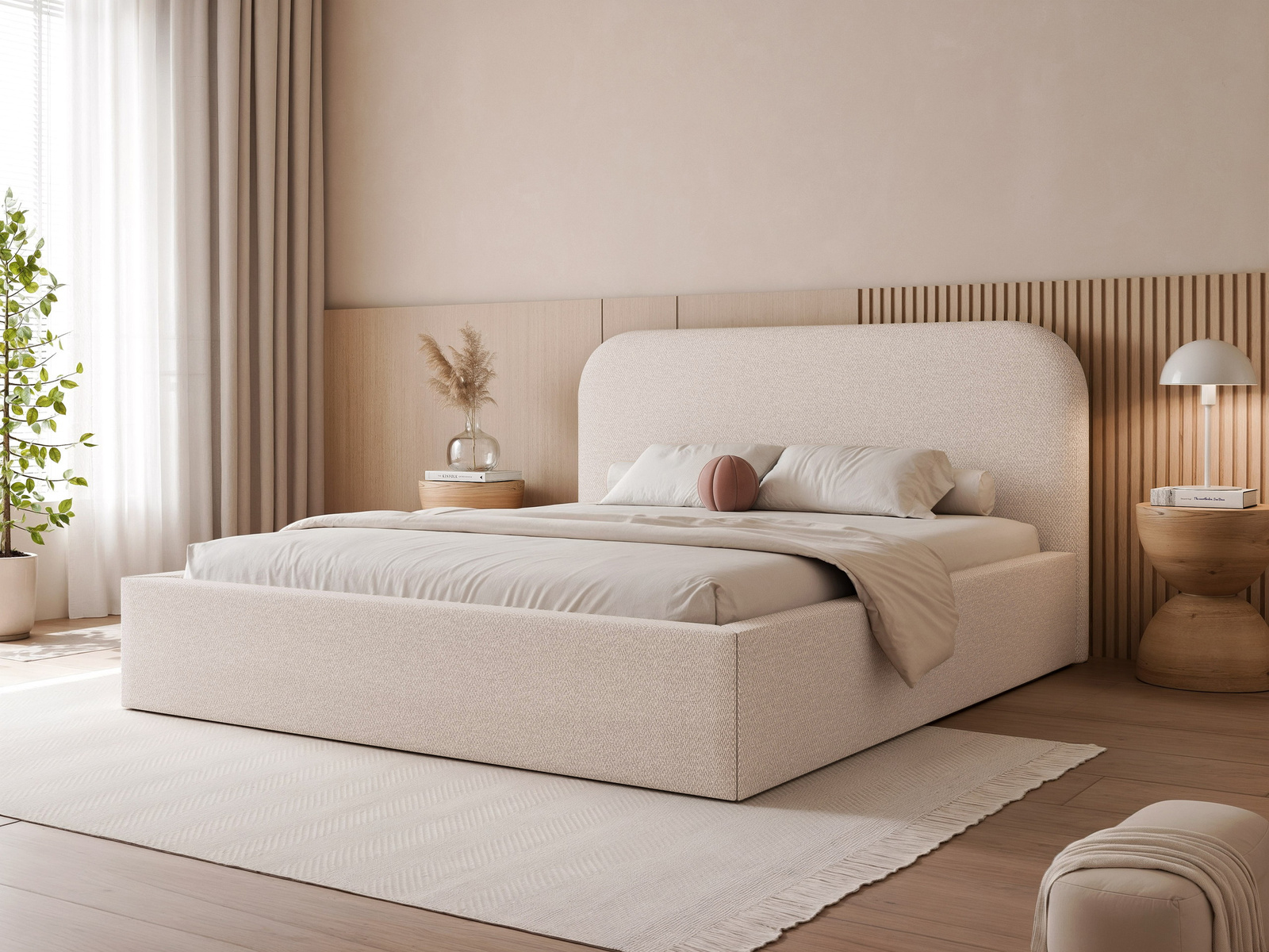 Łóżko tapicerowane beżowe 180x200 DENERO
